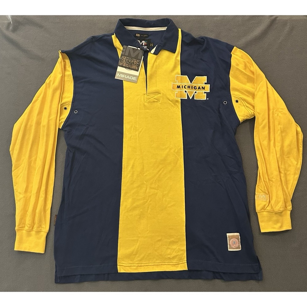 Vintage 90s Michigan Wolverines Rugby Sweatshirt Polo Color Block XL